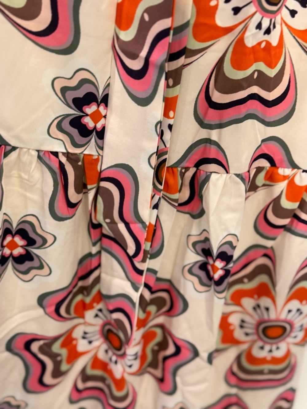 Ciebon Cream Floral Maxi Dress with Orange & Pink Accents - Picture 13 of 14